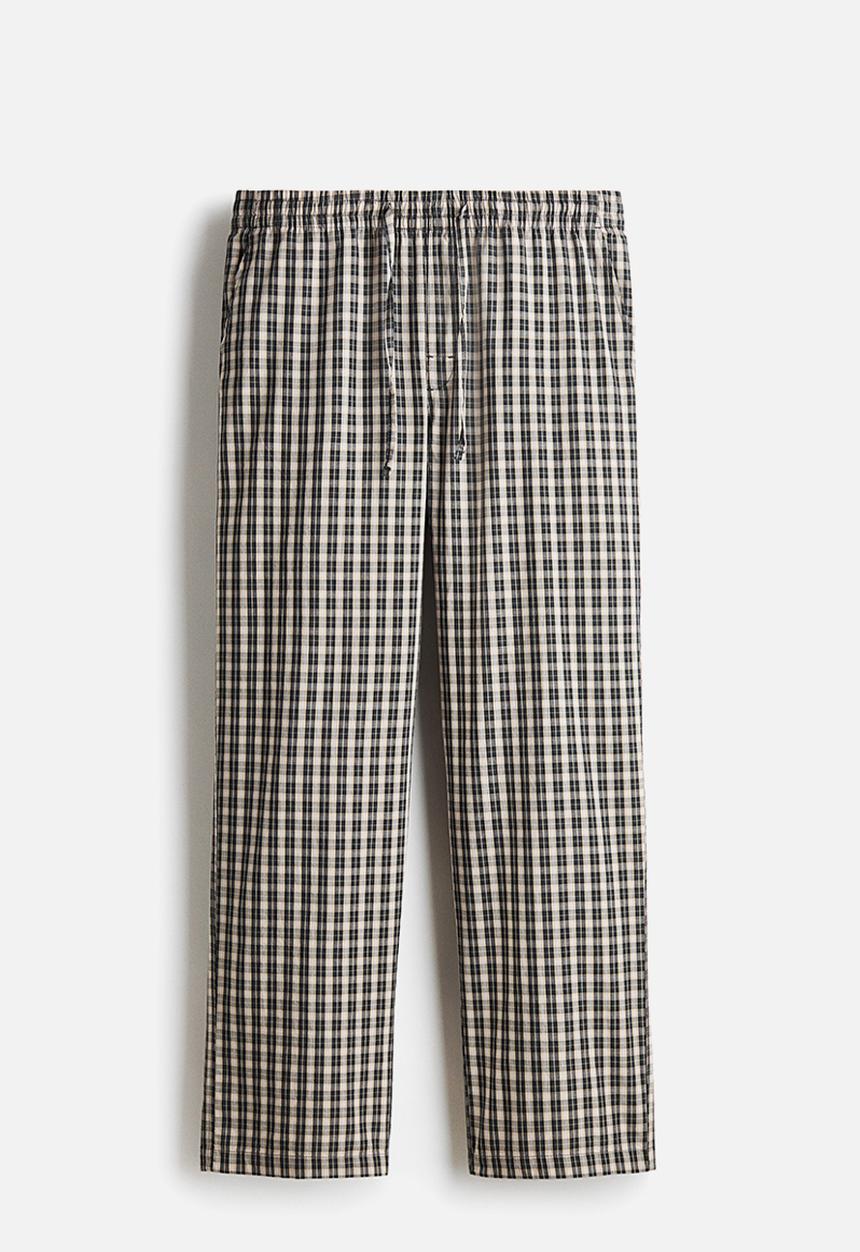 H&M - Relaxed fit poplin trousers - grey/checked