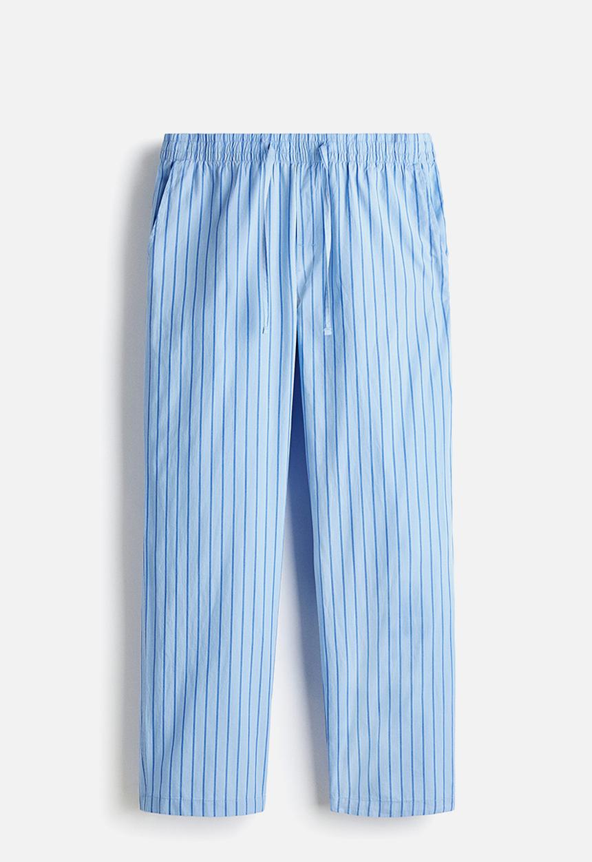 H&M - Relaxed fit poplin trousers - light blue/striped