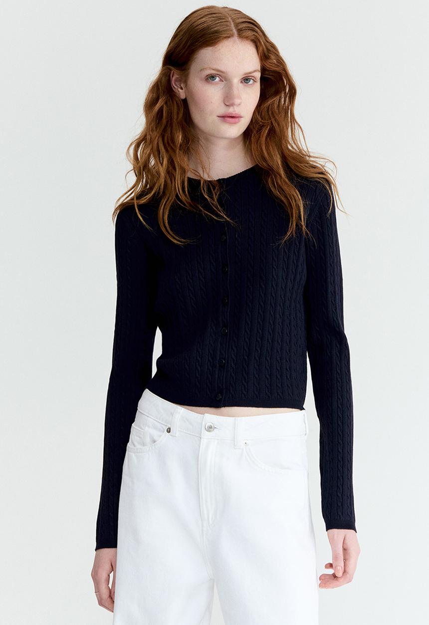 H&M - Cable-knit cardigan - navy blue