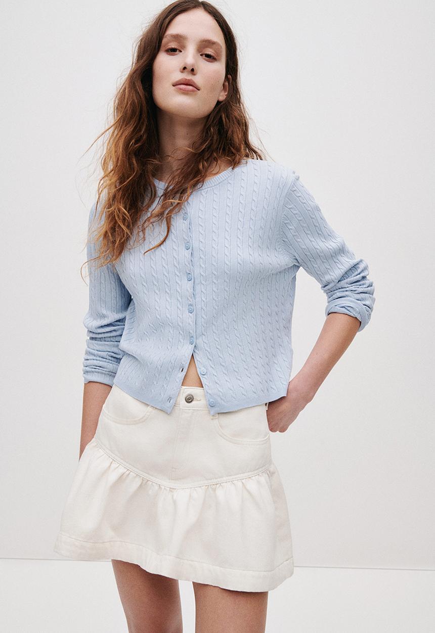 H&M - Cable-knit cardigan - light blue