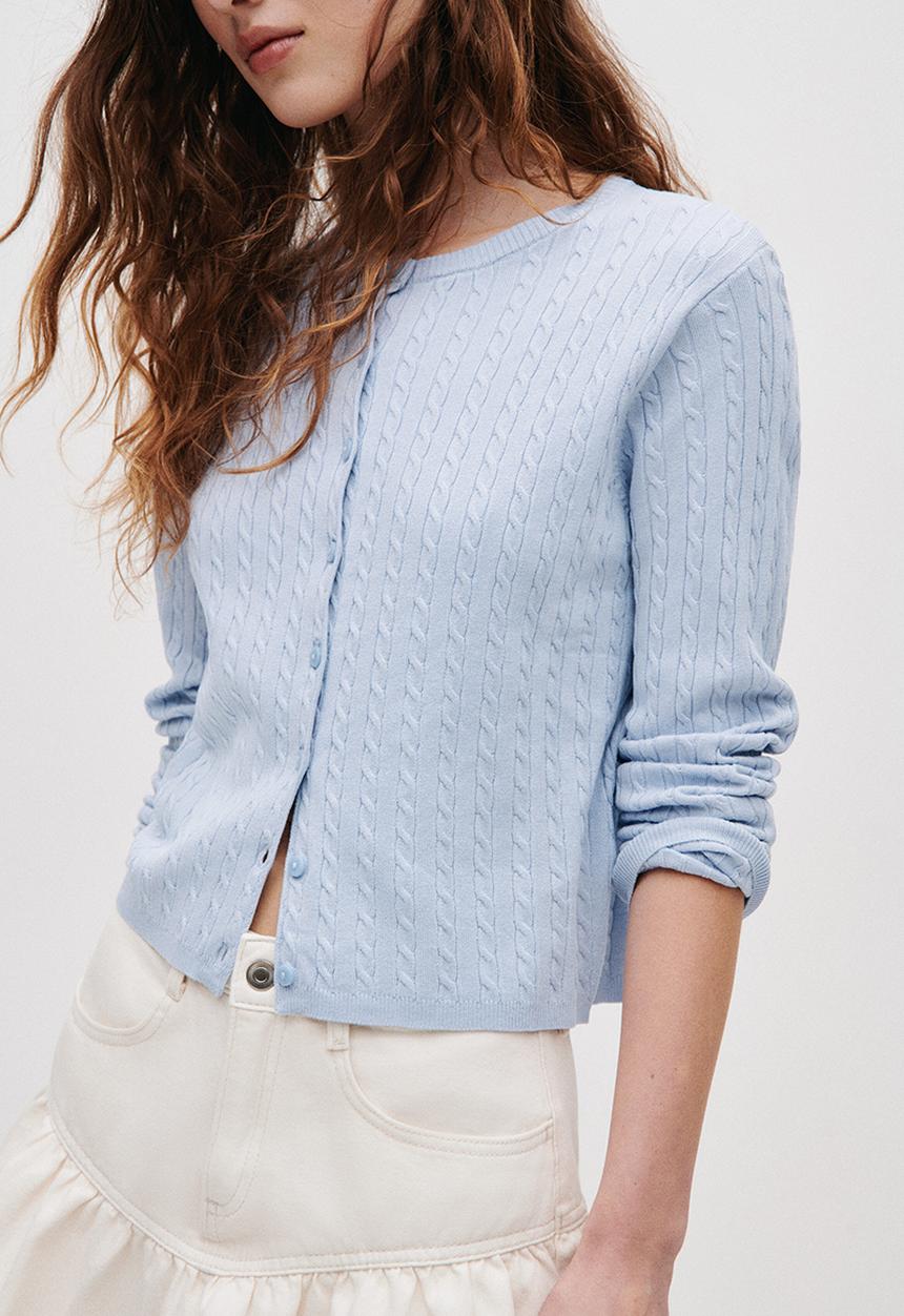 H&M - Cable-knit cardigan - light blue