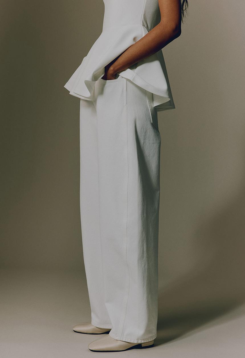H&M - Barrel high waist jeans - white