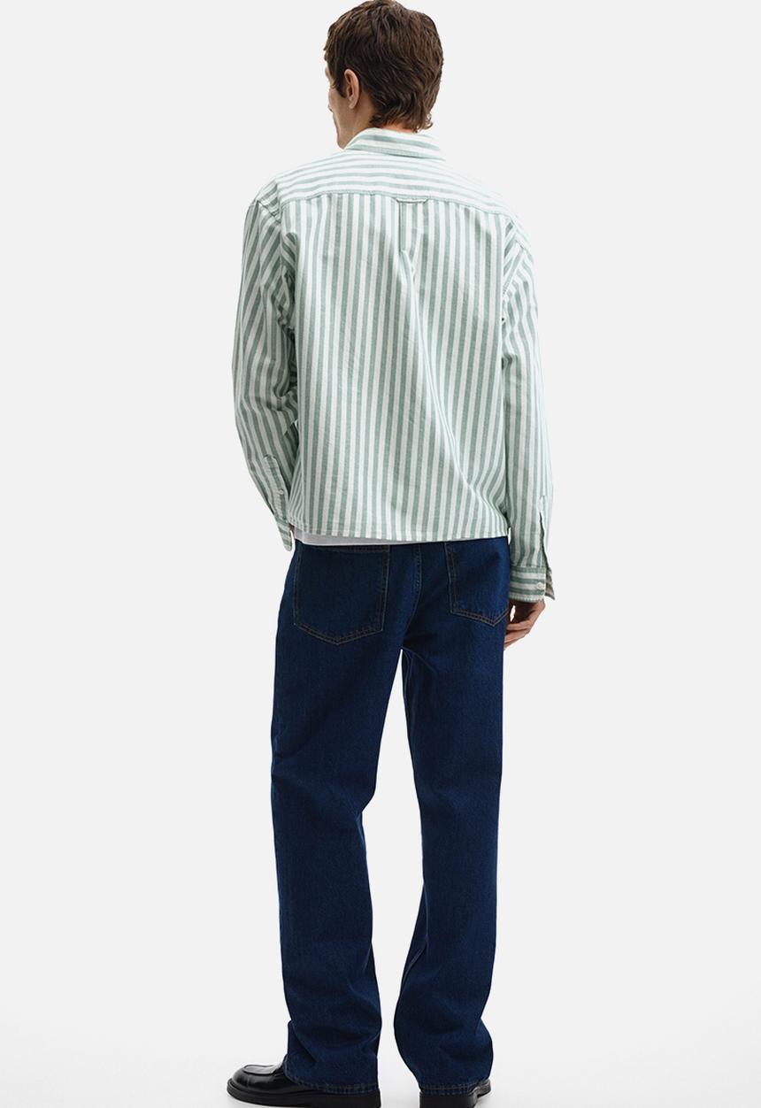 H&M - Relaxed fit oxford shirt - green/striped