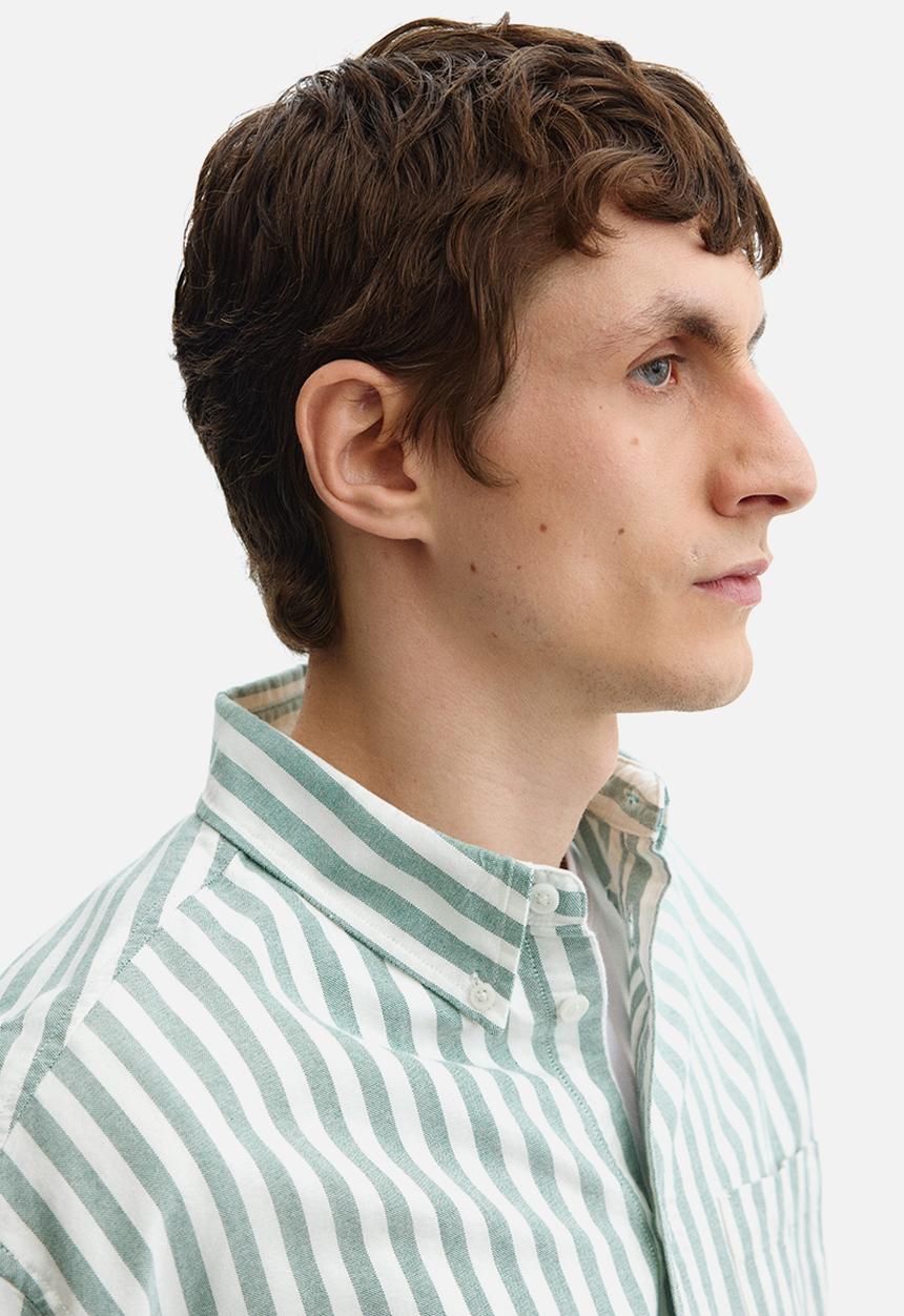 H&M - Relaxed fit oxford shirt - green/striped