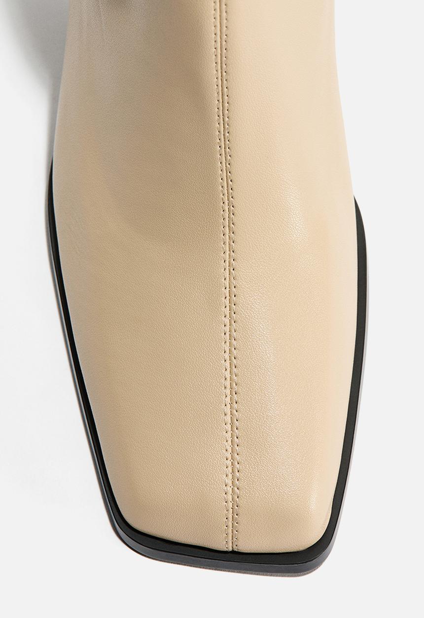 H&M - Block-heeled ankle boots - light beige