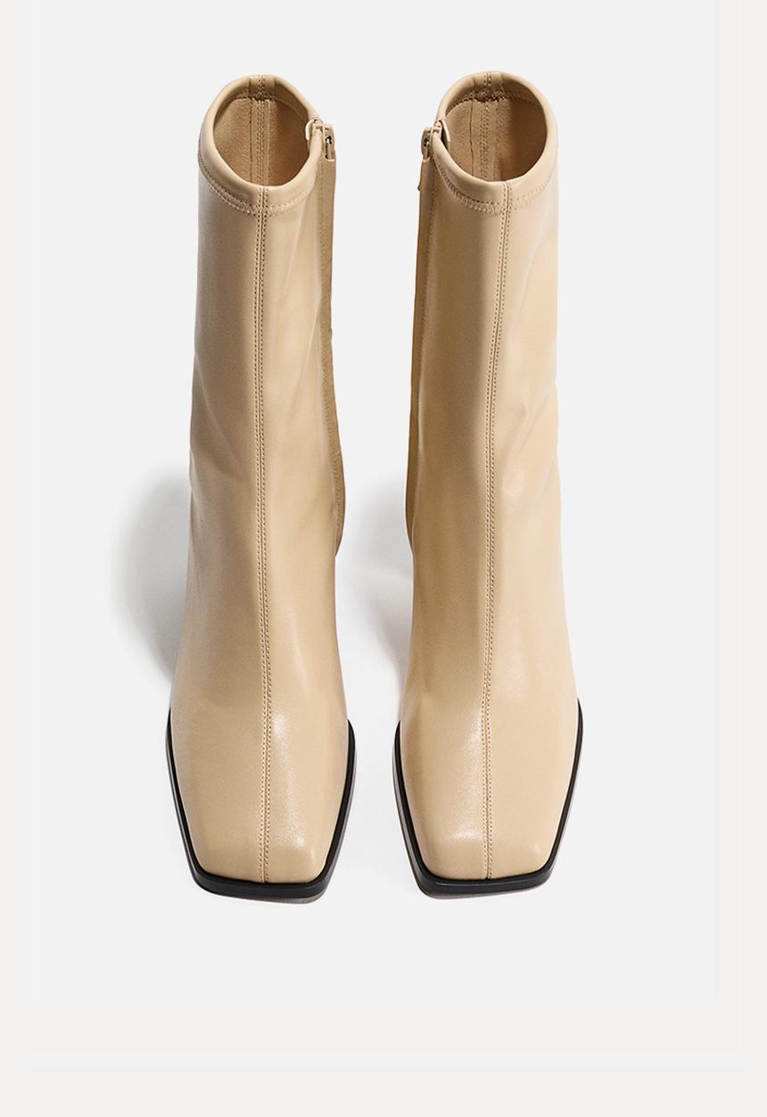 H&M - Block-heeled ankle boots - light beige