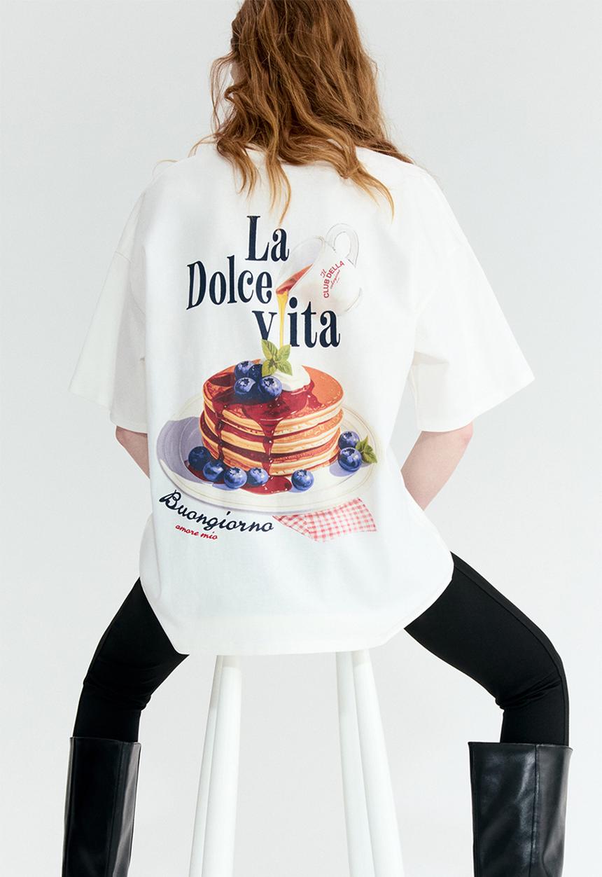 H&M - Oversized print-motif t-shirt - white/la dolce vita