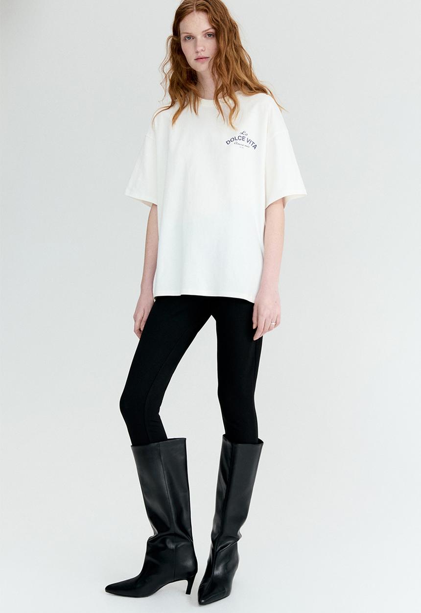 H&M - Oversized print-motif t-shirt - white/la dolce vita