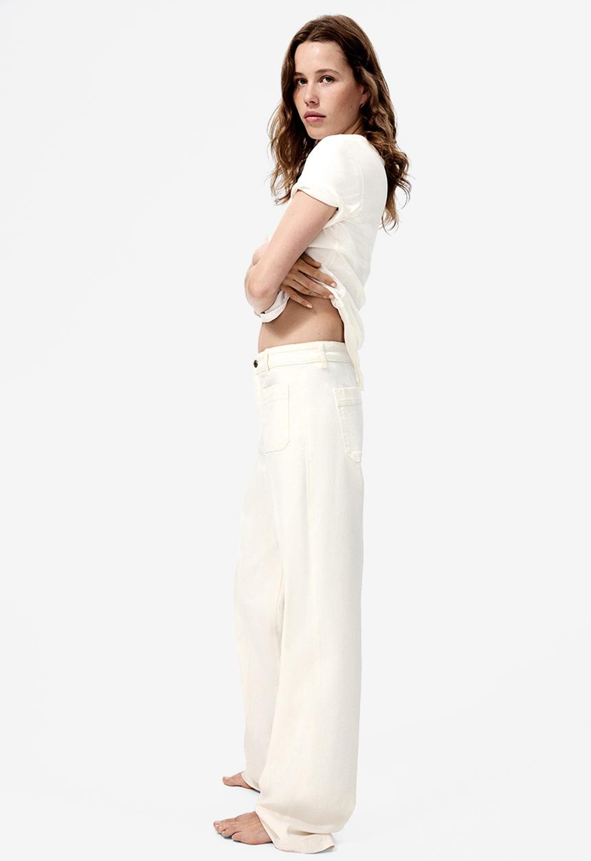 H&M - Wide high jeans - white