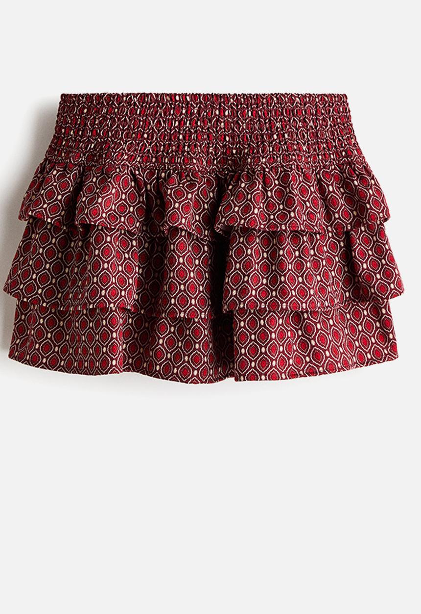 H&M - Tiered skort - burgundy/patterned