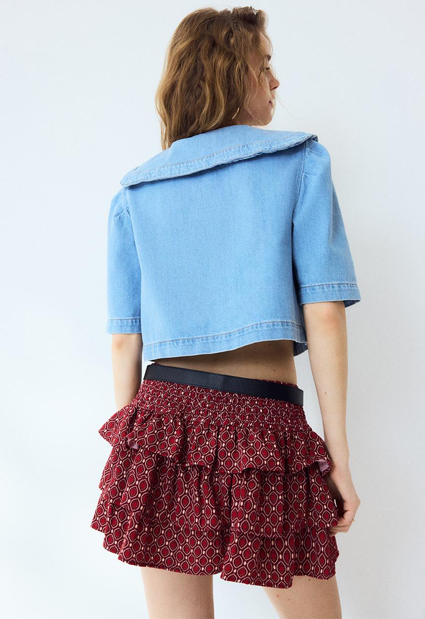 H&M - Tiered skort - burgundy/patterned