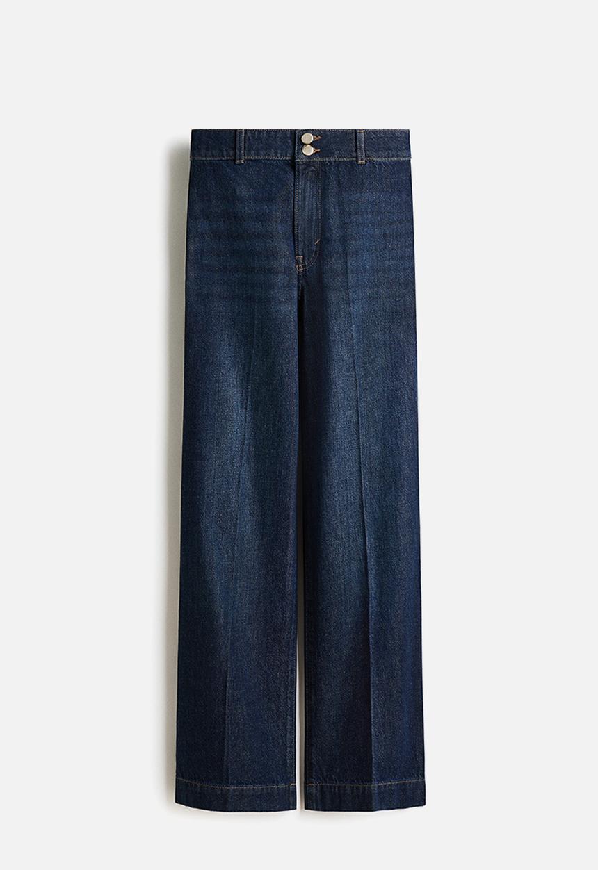 H&M - Wide high waist jeans - dark denim blue