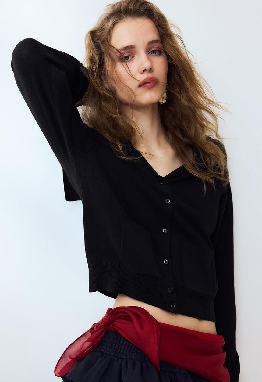 H&M - Collared cardigan - black