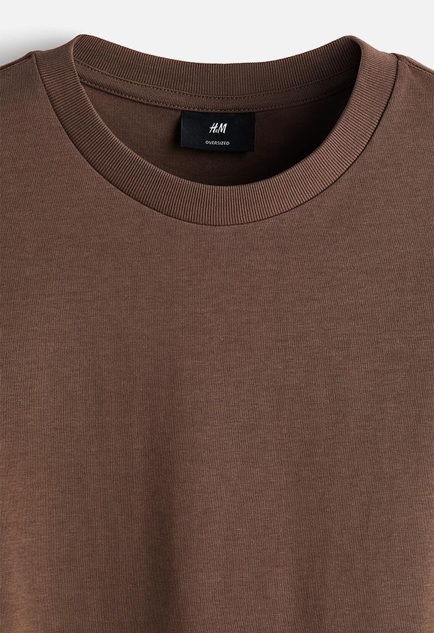 H&M - Oversized fit long-sleeved jersey top - brown