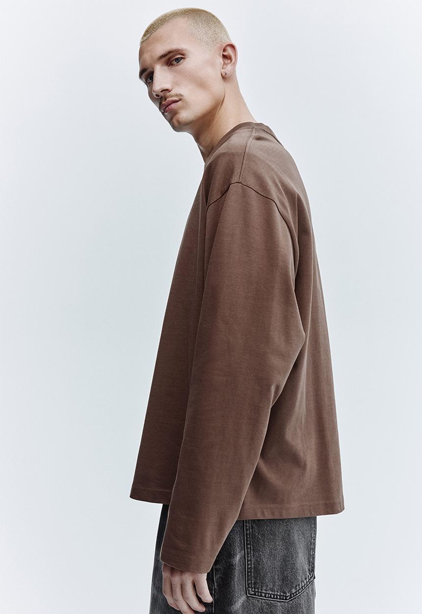 H&M - Oversized fit long-sleeved jersey top - brown
