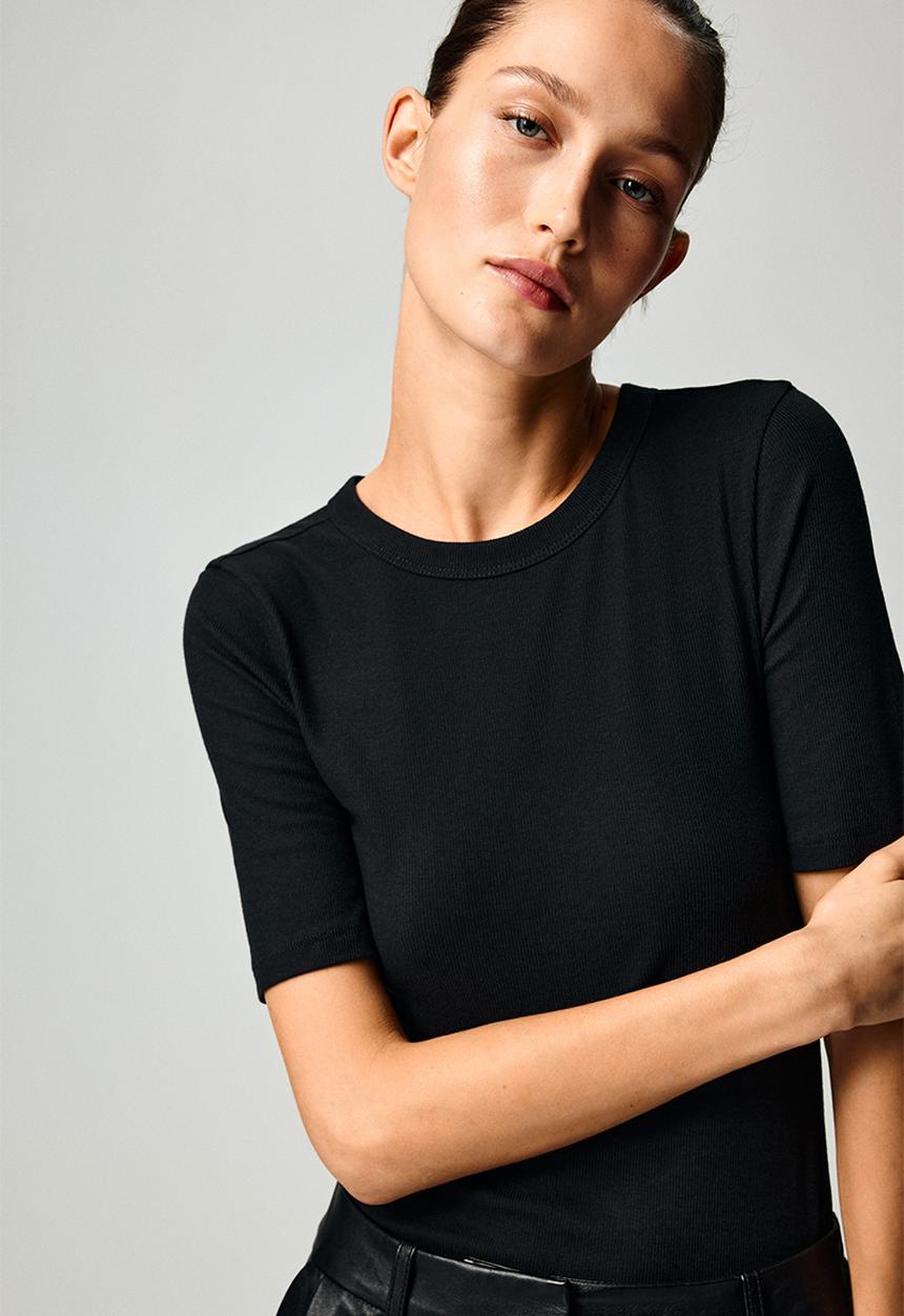 H&M - Ribbed t-shirt - black