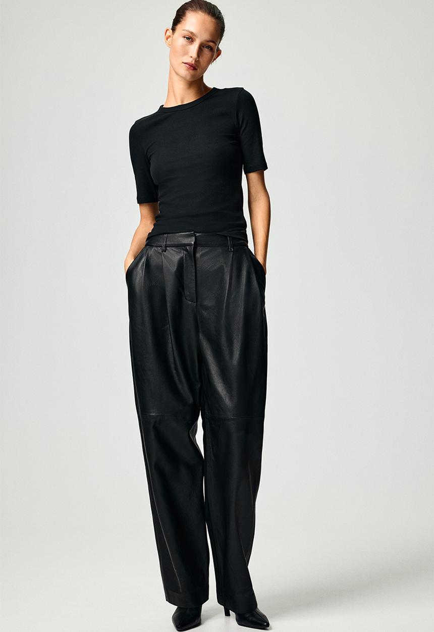 H&M - Ribbed t-shirt - black