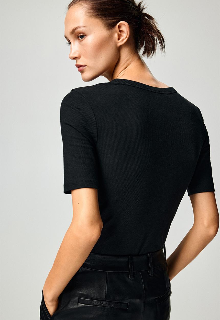 H&M - Ribbed t-shirt - black