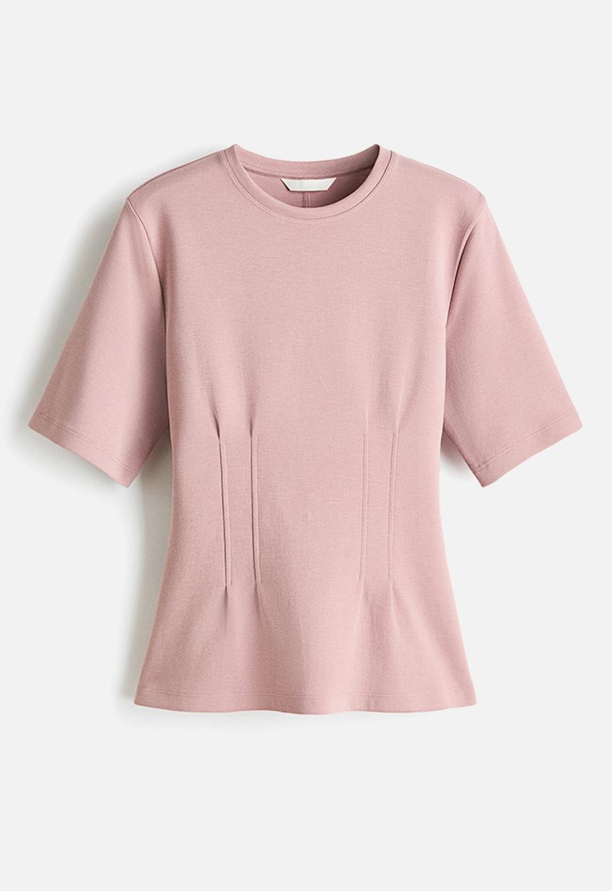 H&M - Waisted interlock t-shirt - dusty pink