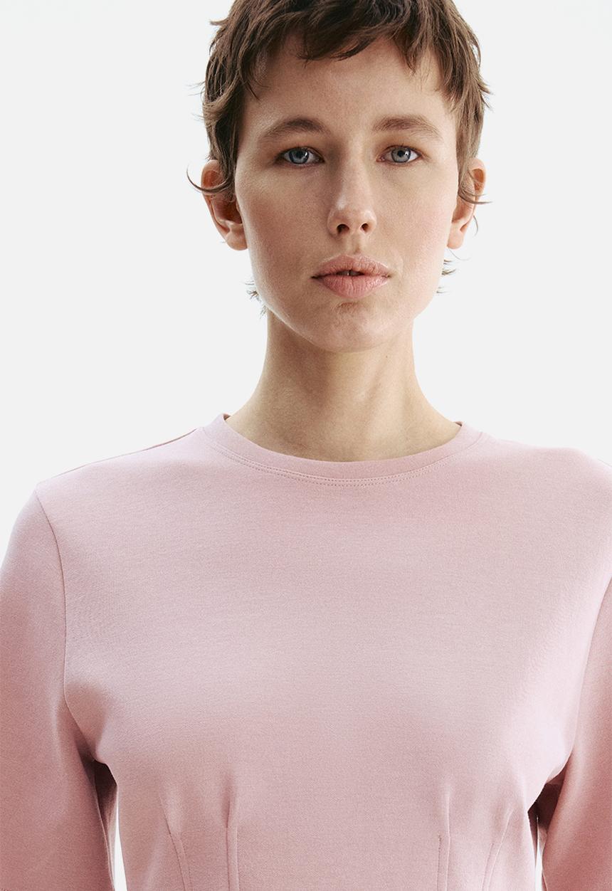 H&M - Waisted interlock t-shirt - dusty pink