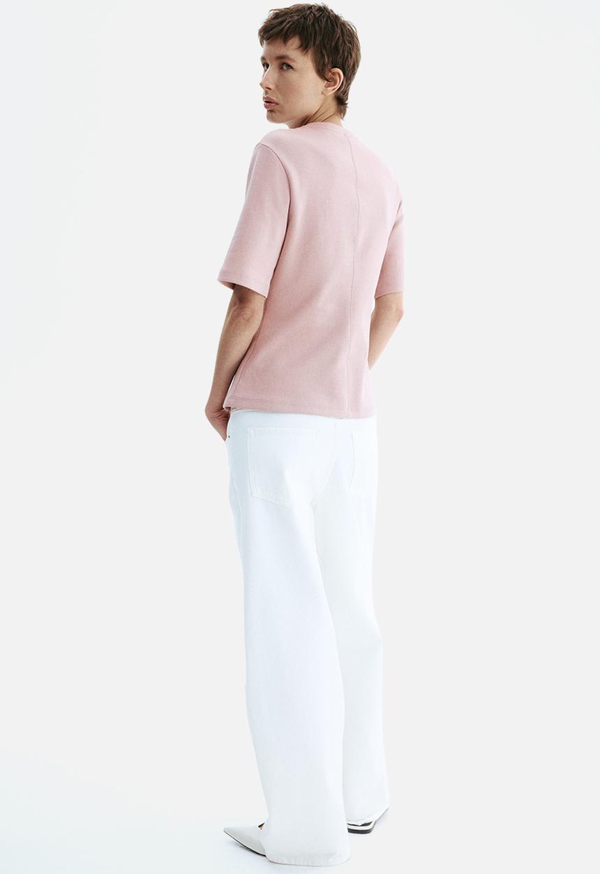 H&M - Waisted interlock t-shirt - dusty pink
