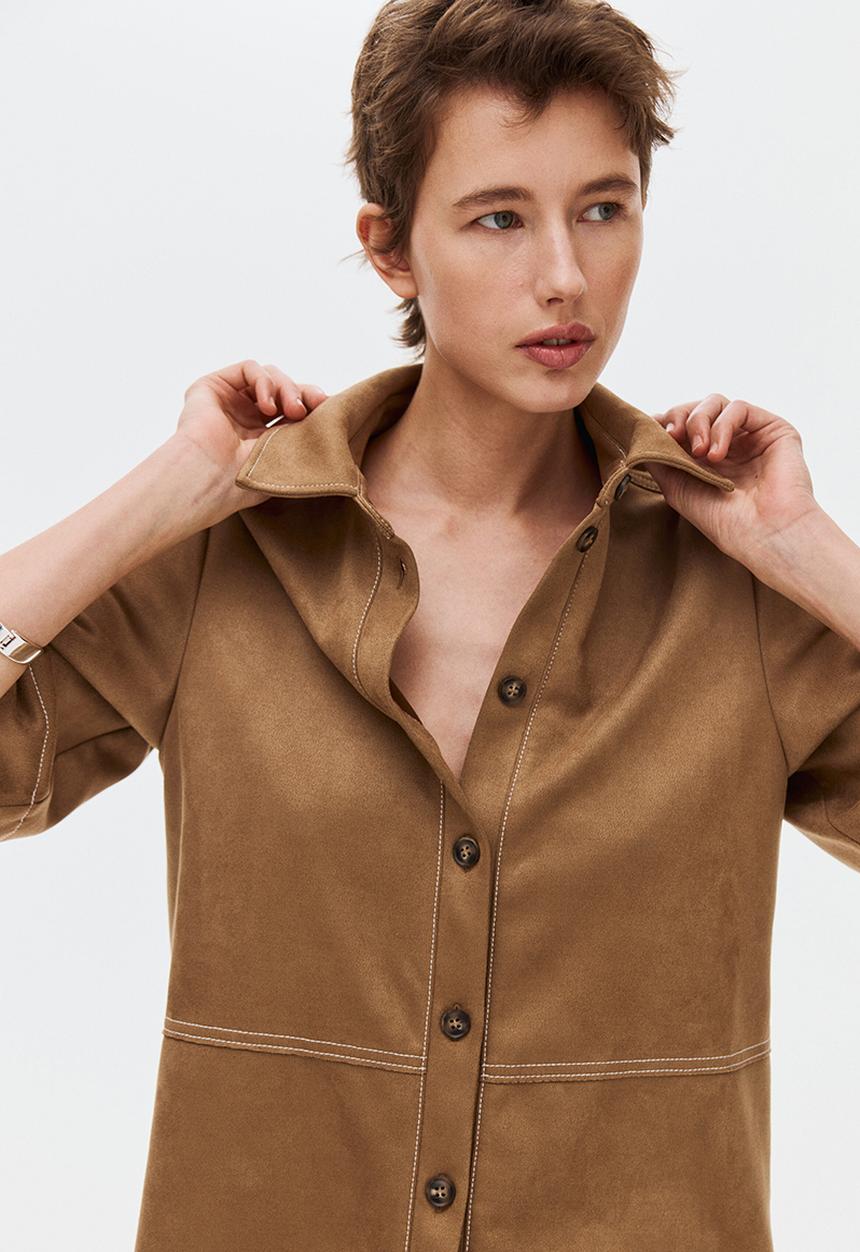H&M - Short-sleeved shirt - dark beige