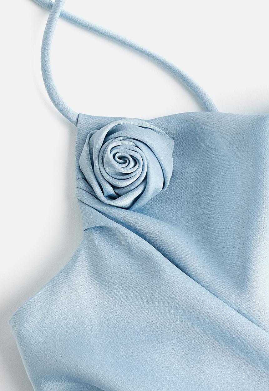 H&M - Asymmetric satin dress - light blue