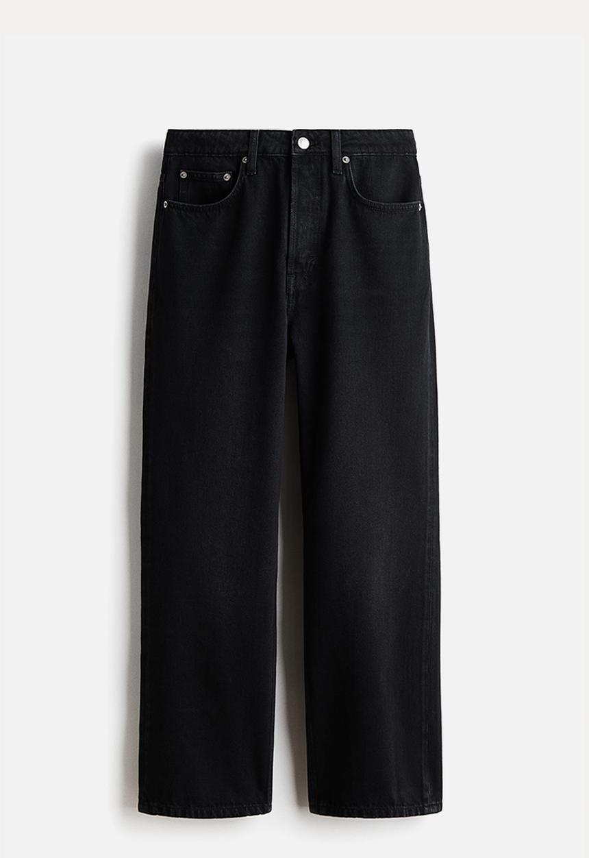 H&M - Straight high waist ankle jeans - washed black