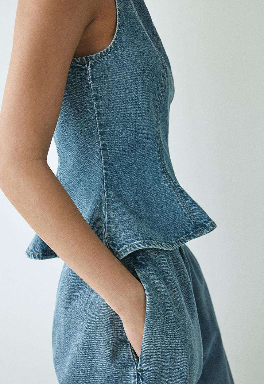 H&M - Denim peplum top - denim blue