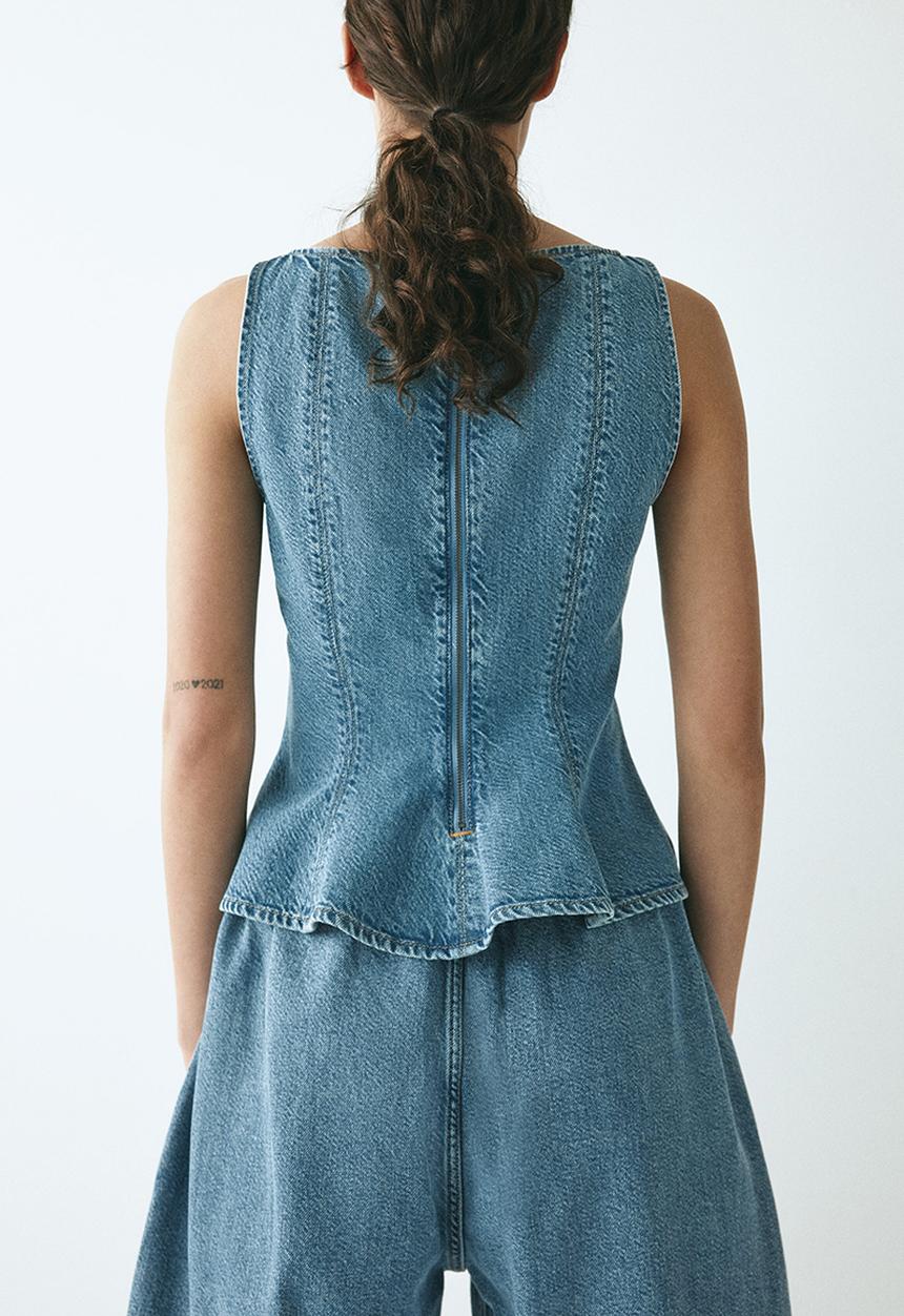 H&M - Denim peplum top - denim blue