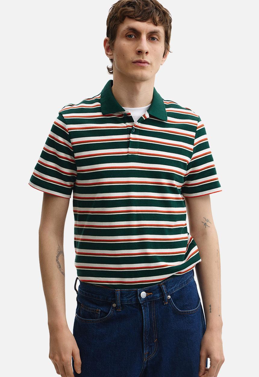 H&M - Slim fit polo shirt - dark green/striped