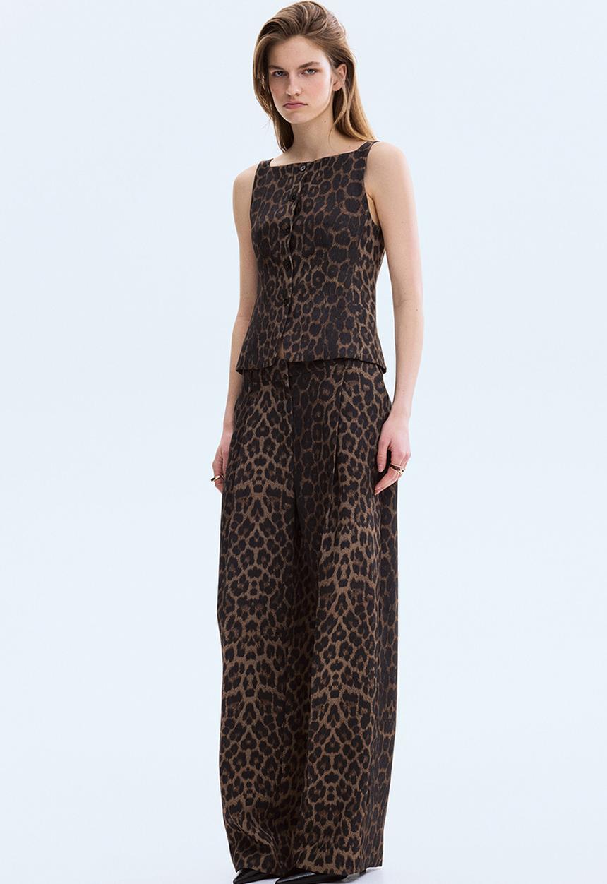 H&M - Tailored waistcoat - brown/leopard print