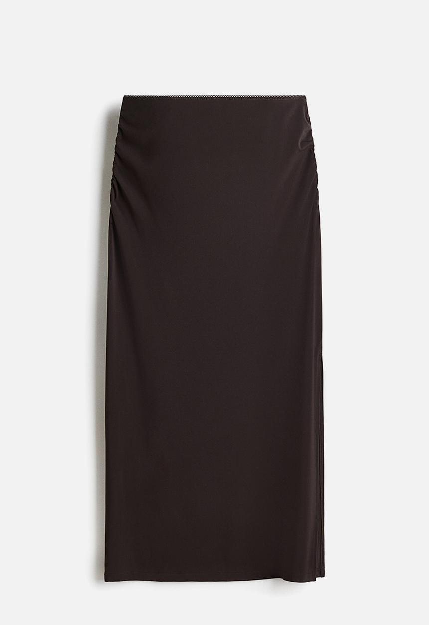 H&M - Draped midi skirt - dark brown