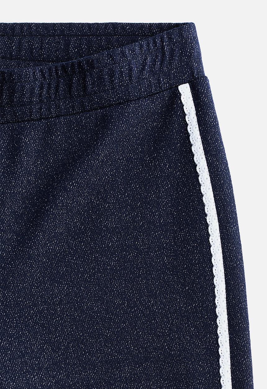 H&M - Lace-trimmed jersey trousers - dark blue