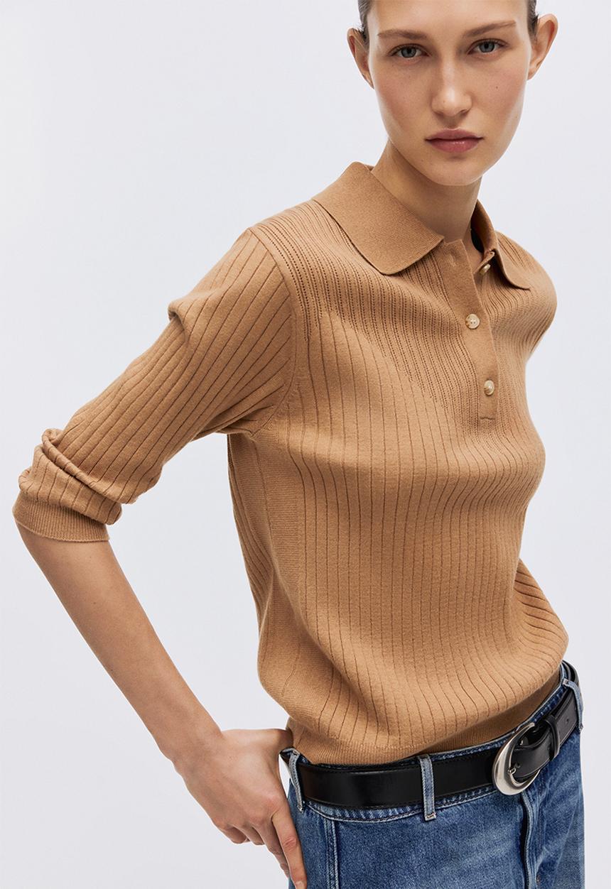 H&M - Rib-knit top - dark beige