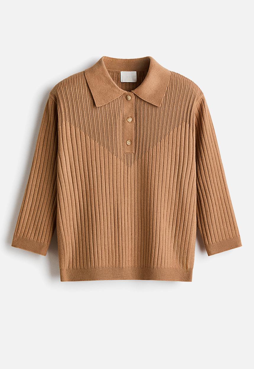 H&M - Rib-knit top - dark beige