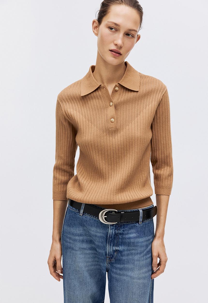 H&M - Rib-knit top - dark beige