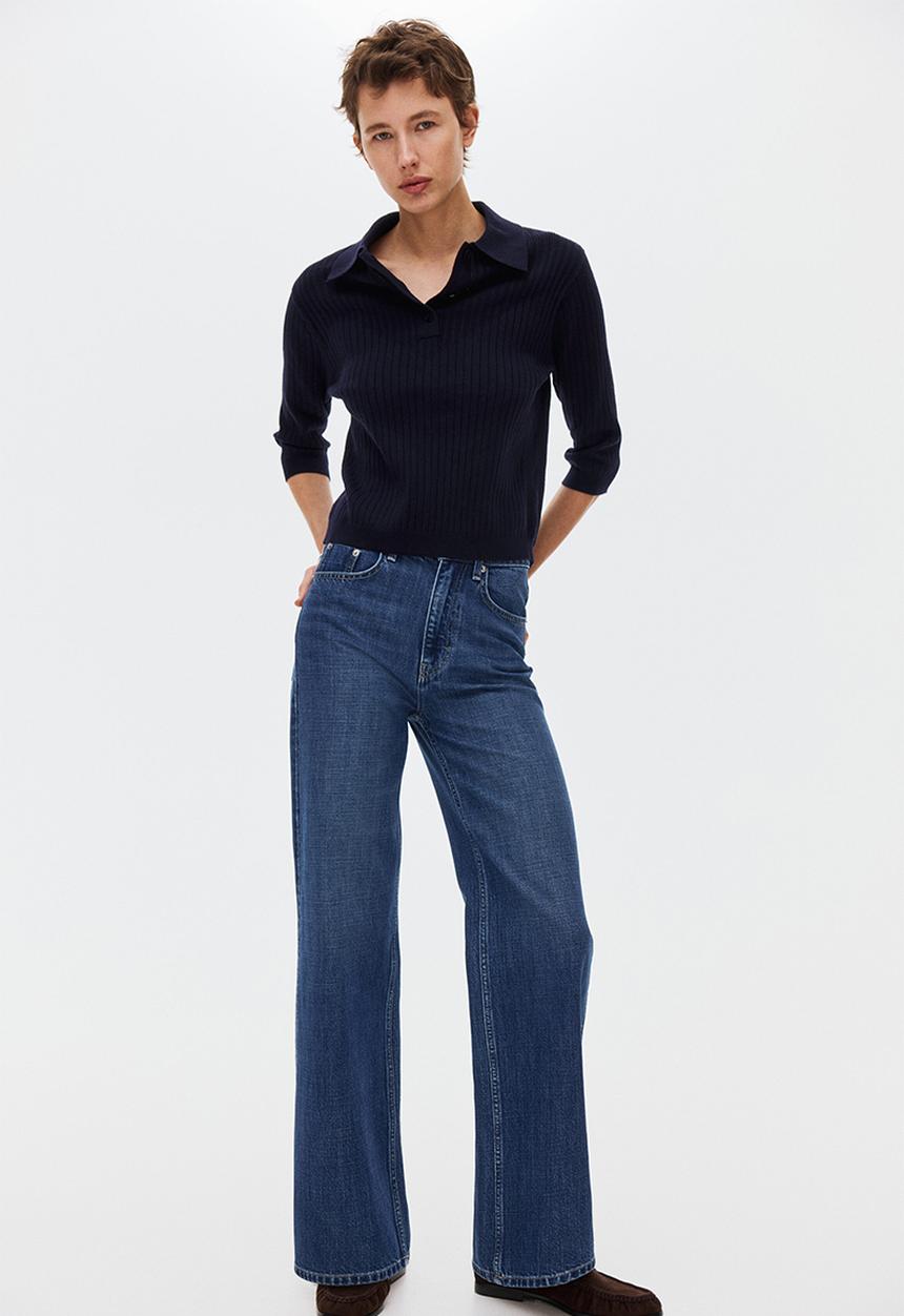 H&M - Rib-knit top - navy blue
