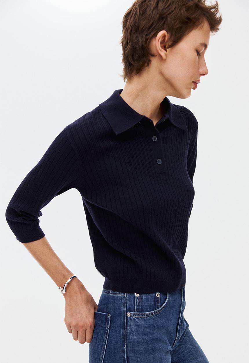 H&M - Rib-knit top - navy blue