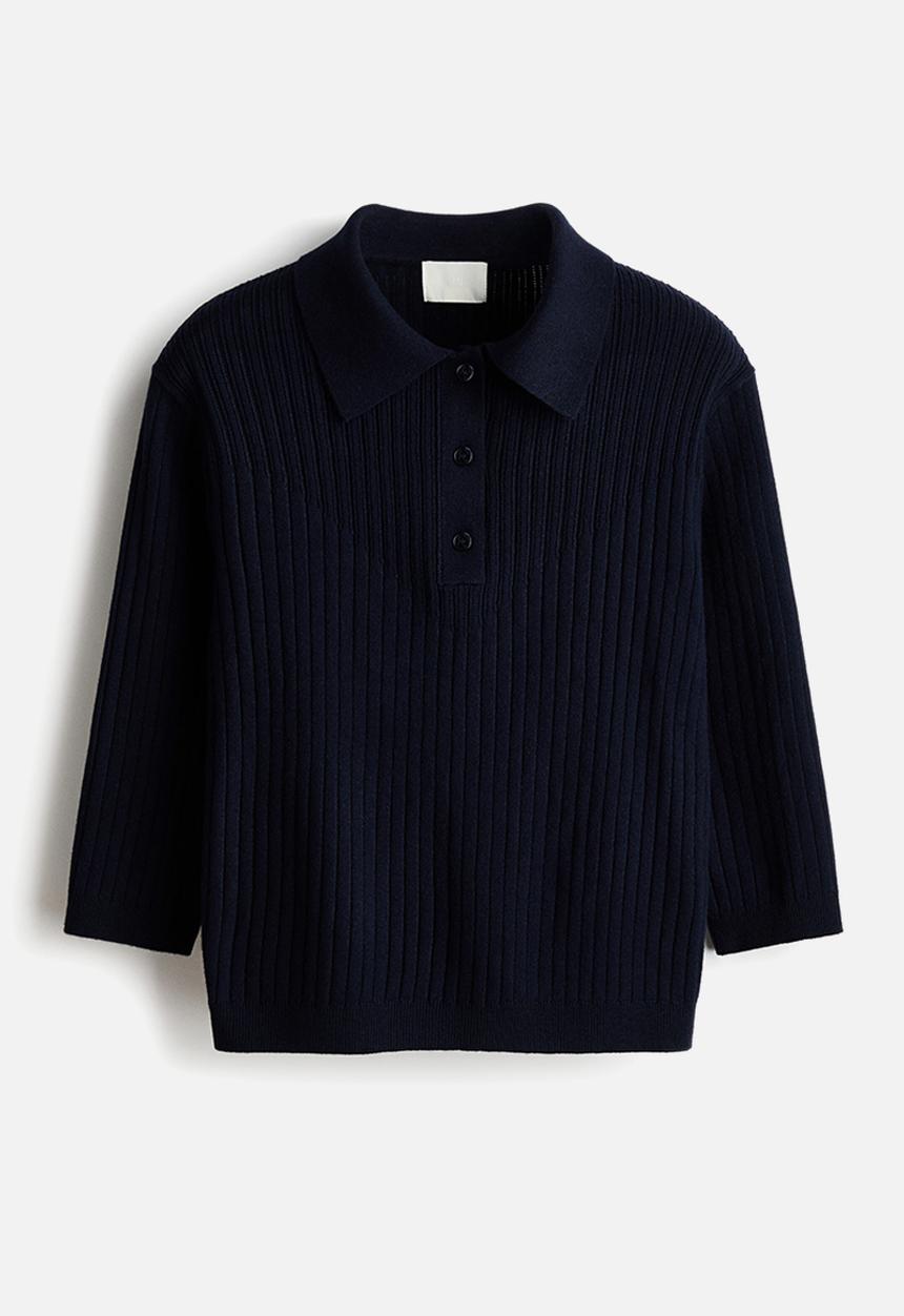 H&M - Rib-knit top - navy blue