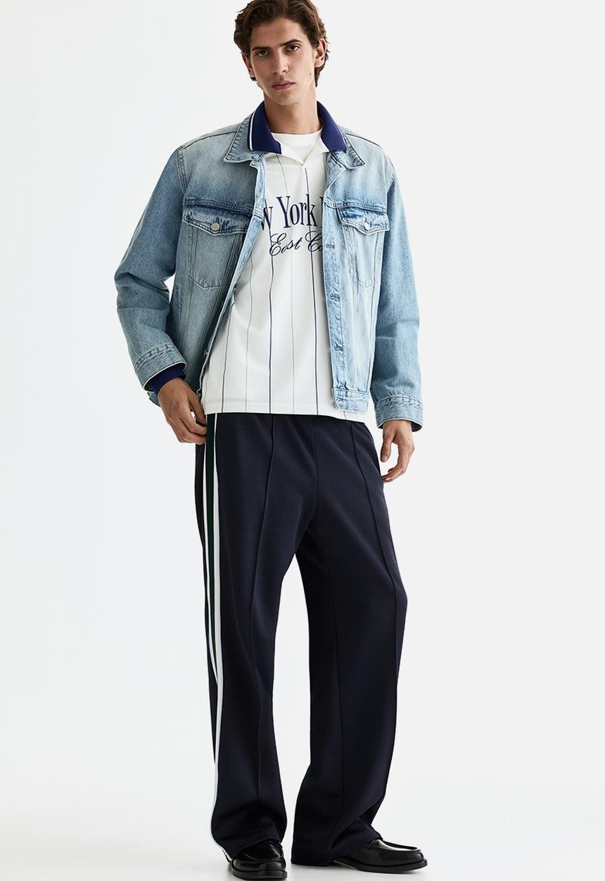 H&M - Relaxed fit track pants - navy blue/stripes