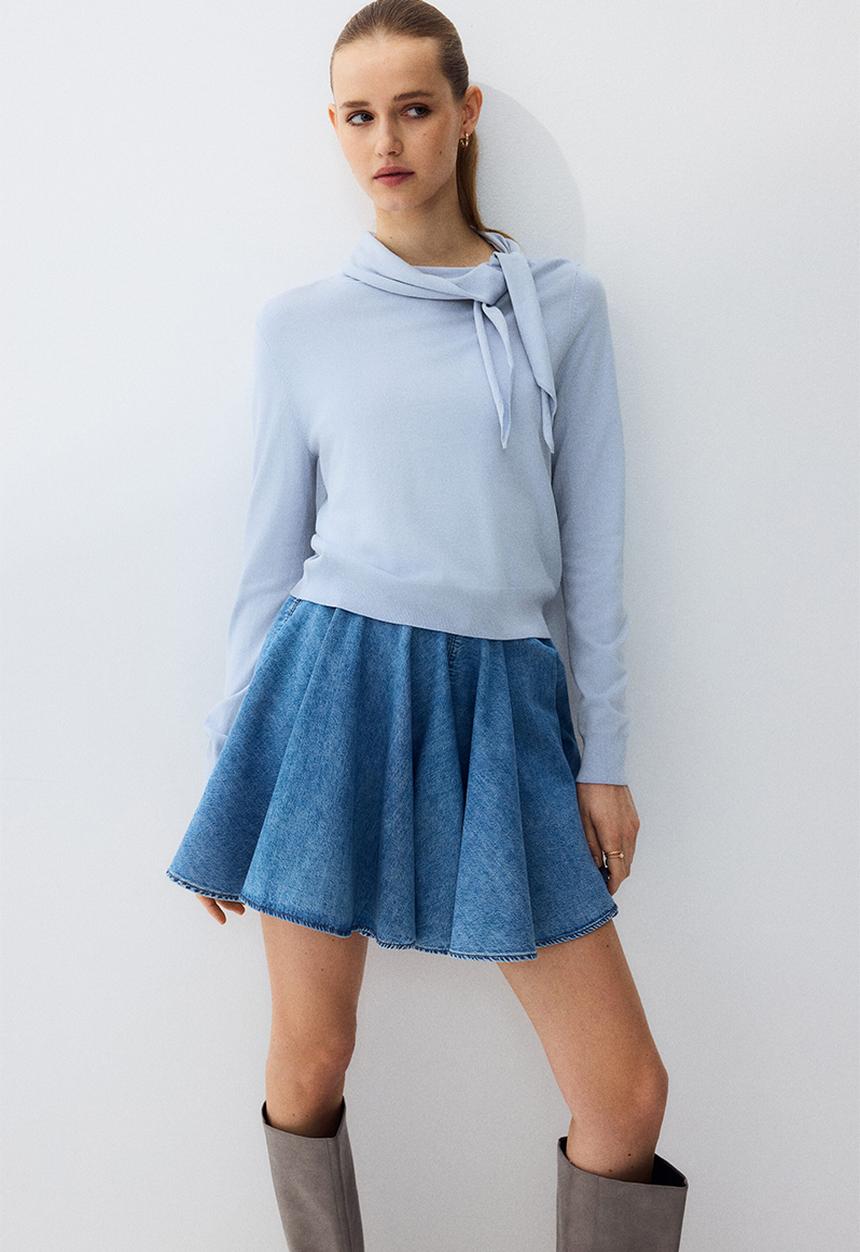H&M - Scarf-collar jumper - light blue