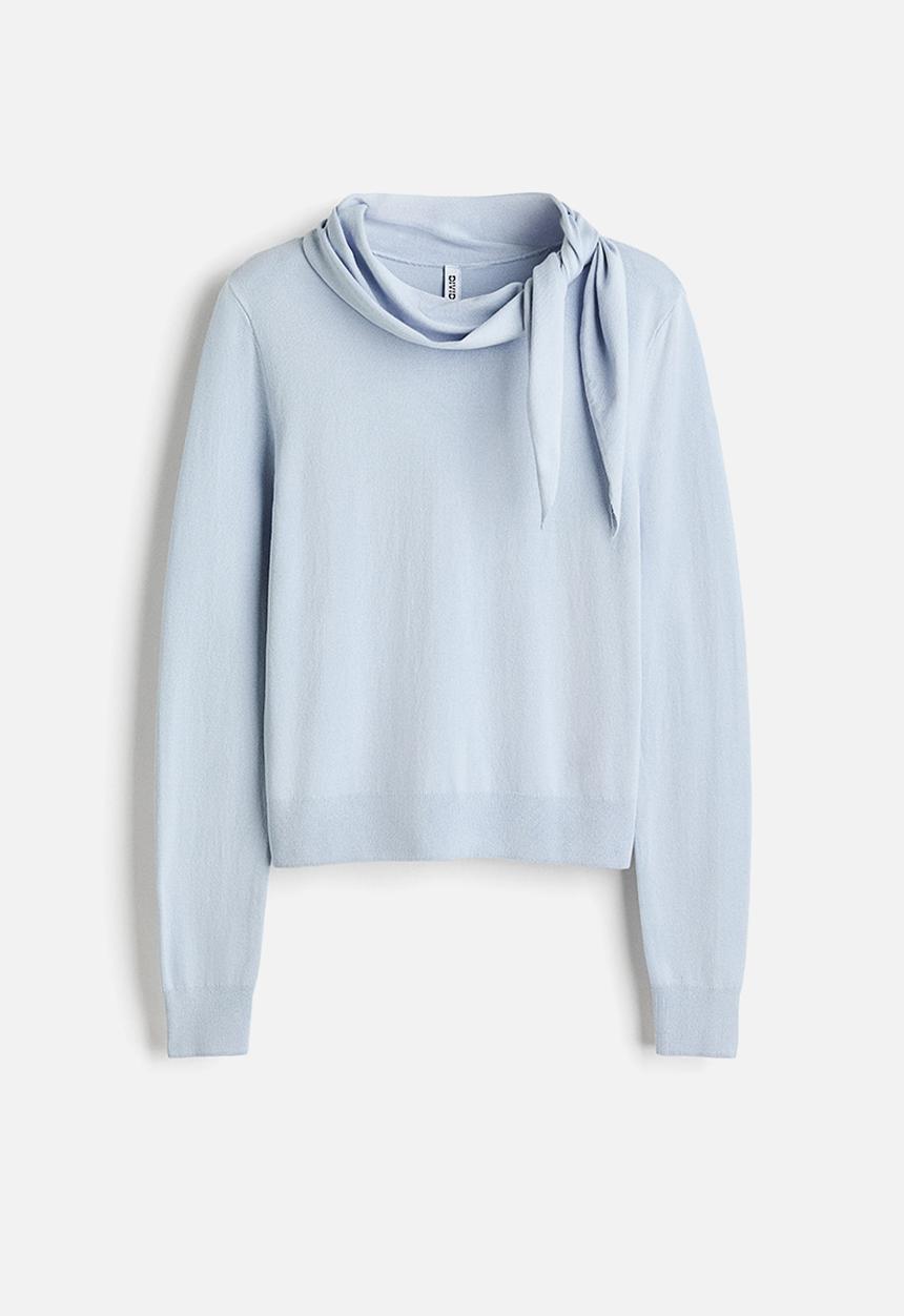 H&M - Scarf-collar jumper - light blue