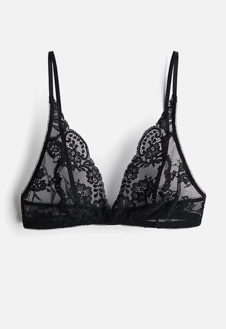 H&M - Soft lace bra - black