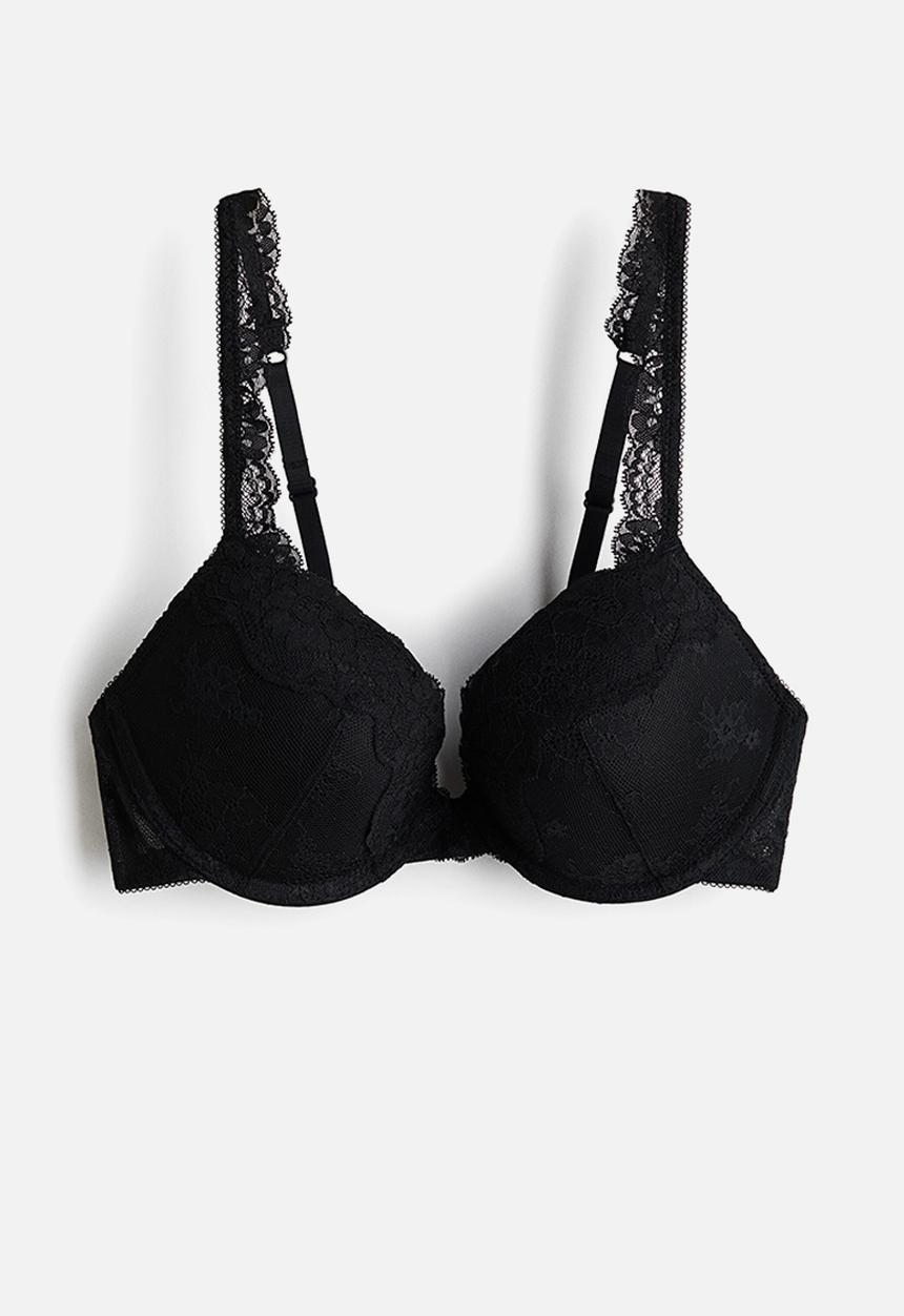 H&M - Lace push-up bra - black