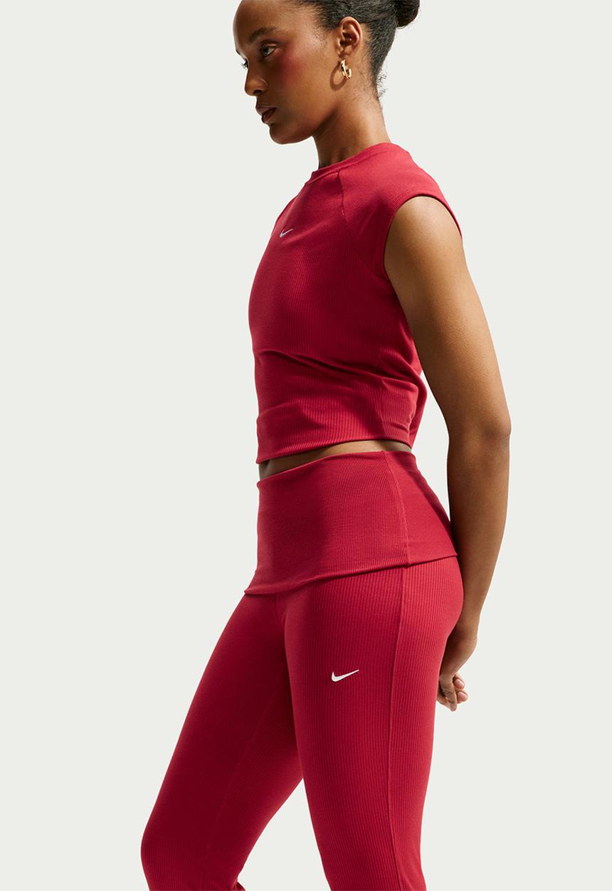 Nike - W Nsw Chill Knit Rib Pant - Tough Red/White