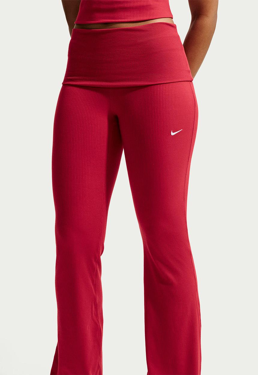 Nike - W Nsw Chill Knit Rib Pant - Tough Red/White