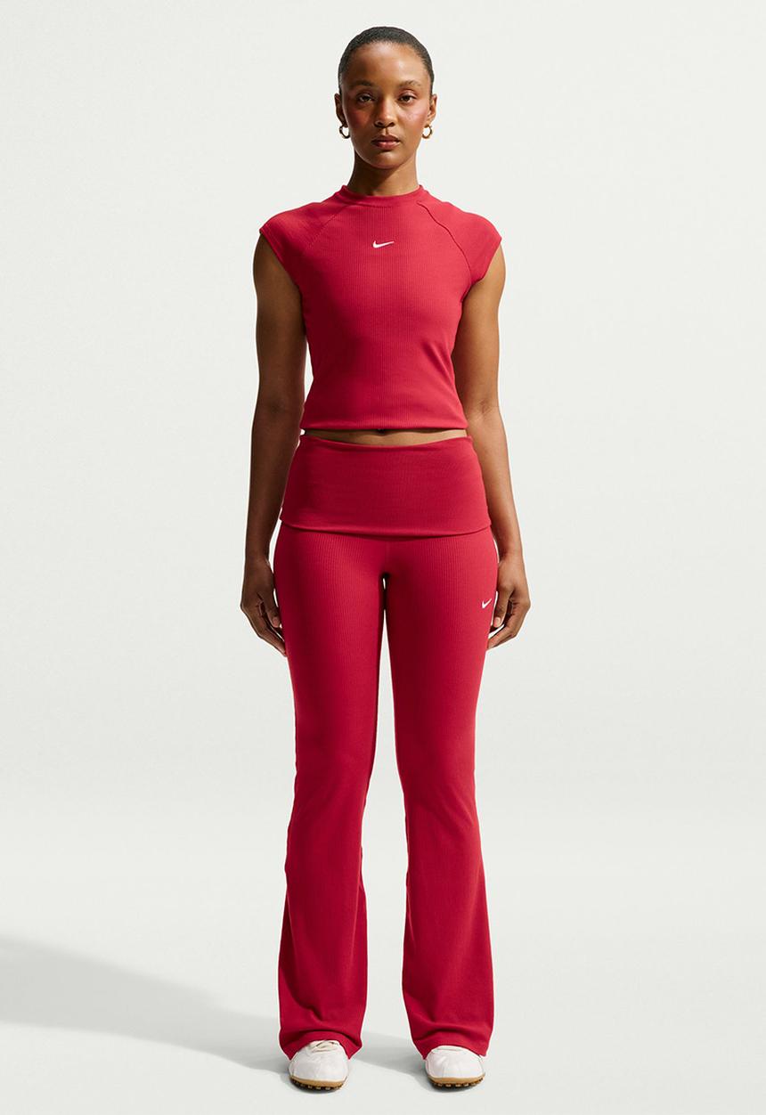 Nike - W Nsw Chill Knit Rib Pant - Tough Red/White