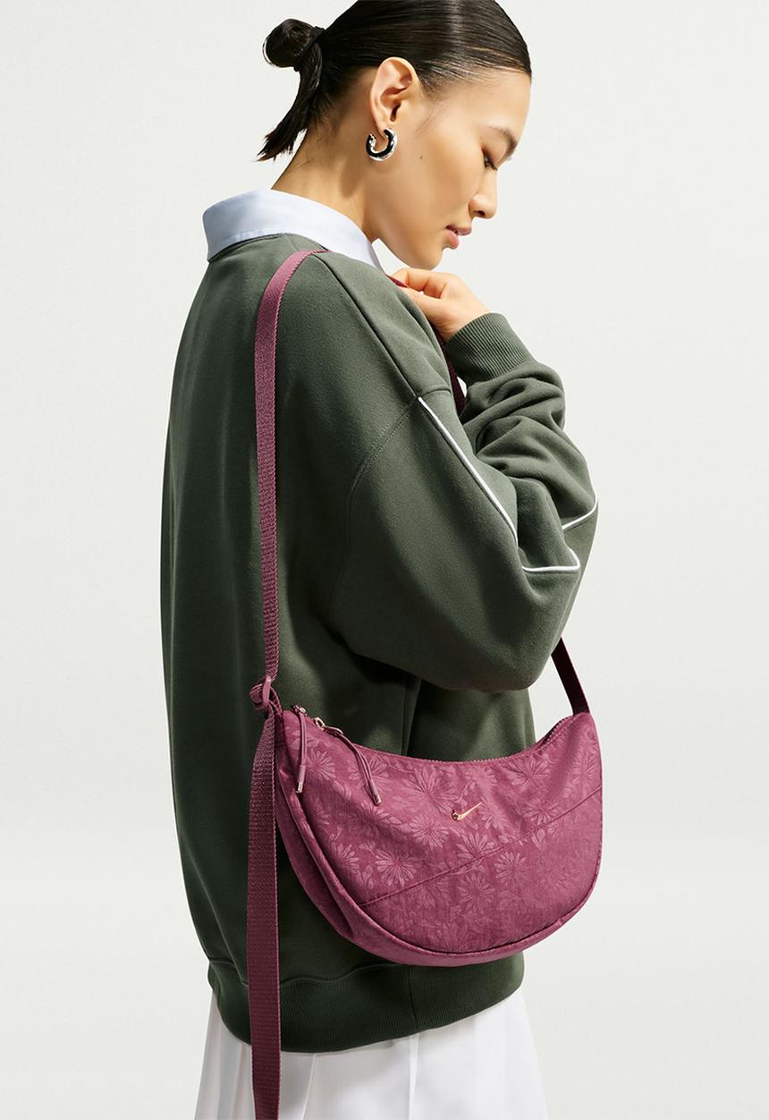 Nike - Aura crescent floral embossed crossbody bag - pink smoke