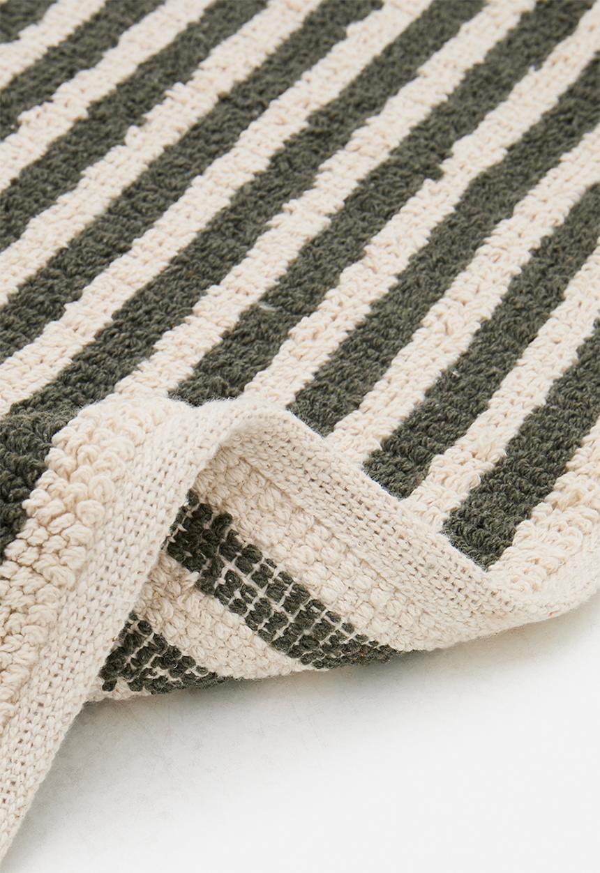Sixth Floor - Cotton Woven Stripe Bath Mat - Olive